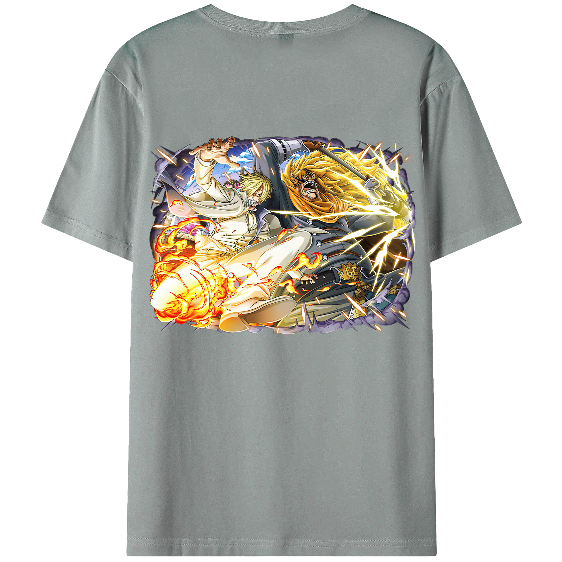 （画像用） ワンピース サンジ ONE PIECE Sanji 綿100％ メンズ半袖Tシャツ（バックプリント） 通気性